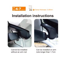 Universal Rearview Mirror Clip Phone Holder HD-1053(NE5362) for 4.0-7", 360° &  120° Rotation，ABS-black