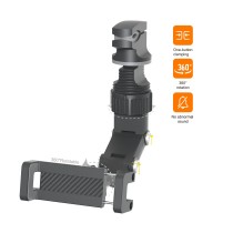 Universal Rearview Mirror Clip Phone Holder HD-1053(NE5362) for 4.0-7", 360° &  120° Rotation，ABS-black