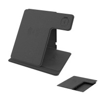 3 IN 1 Wireless Charger MX0057  15W for phone， 5W for headphones and 3W for watches-black