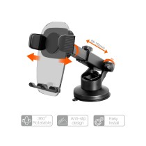 TE5051-02 Dashboard and Windshield Stretch 85-155mm & Rotatable Gear Holder TE5051-CV Transparent Series for 4-7", ABS & PC