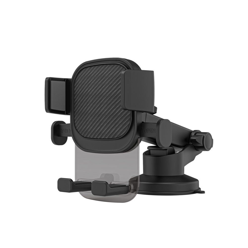 TE5086-02 Dashboard and Windshield Stretch 85-154mm & Rotatable Automatical Button Holder Transparent Series Balck 2 for 4-7"