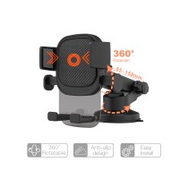 TE5086-02 Dashboard and Windshield Stretch 85-154mm & Rotatable Automatical Button Holder Transparent Series Balck 2 for 4-7"