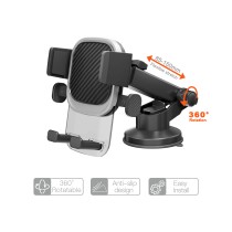 TE5087-02 Dashboard and Windshield Stretch 85-154mm & Rotatable Automatical Button Holder Transparent Series Silver Decor