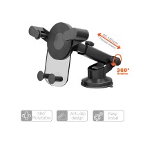 TE5091-02 Dashboard and Windshield Stretch 85-155mm & Rotatable Gravity Holder TE5091-CV Transparent Series for 4-7", ABS & PC