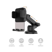 WCV-02 Dashboard and Windshield Stretch 85-156mm & Rotatable Automatical Button Holder WCV Transparent Series for 4-7", ABS & PC